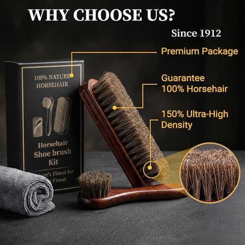 3PCS 100% Horse Hair Shoe Brush Set - Image 2