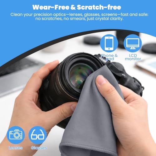 Puomue 12 Pack Microfiber Glass Cleaning Cloth, 10.8 Inch x 13.8 Inch, Lint - Image 5