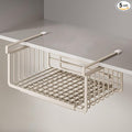 Extendable Under Shelf Storage Basket, Hanging Baskets Under Cabinet Shelf Organizer, for Cabinet Pantry Kitchen Cupboard Desk Counter Bookshelf Space Saver Heavy Duty Slide-in (off - white, 2 Pack)