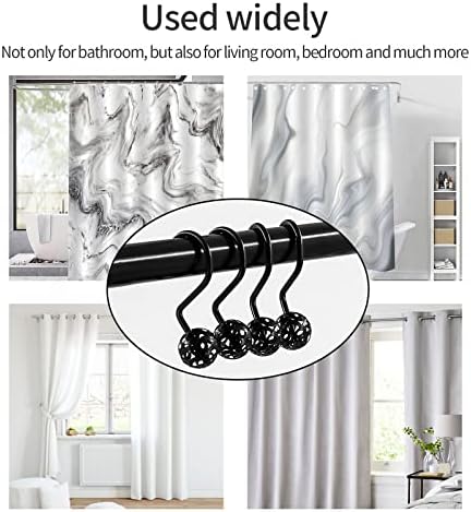 MitoVilla 24 Pcs Set Black Shower Curtain Hooks, Metal Shower Hooks - Image 6