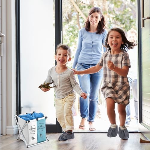 Wonderjune Foldable Disposable Shoe Cover Box Dispenser, Light Blue - Image 5