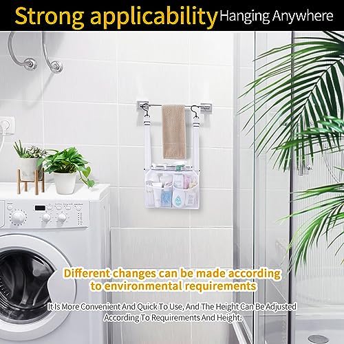 4 Storage Pockets Adjustable Hanging Mesh Bathroom Bag, Shower Caddy College - Image 6