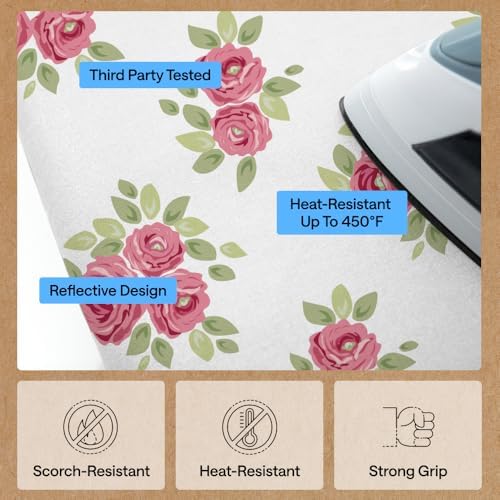 GORILLA GRIP Padded Ironing Board Cover, 15x54 Pink Floral - Image 5