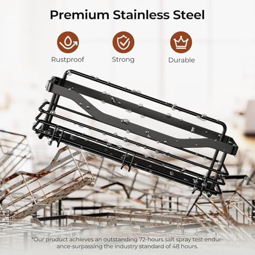 Orimade Shower Caddy Basket Shelf Storage Rack, No Drilling Wall Mounted - Image 6