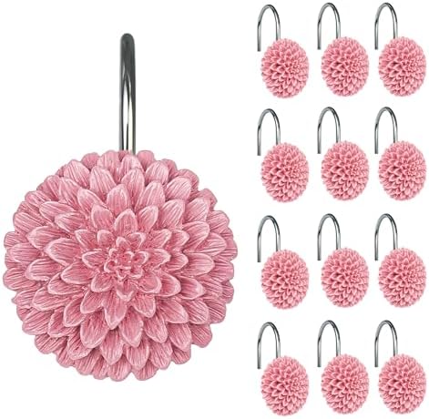 Sunlit Decorative Floral Shower Curtain Hooks, Dahlia Pinnata Flower Shower by Sunlit