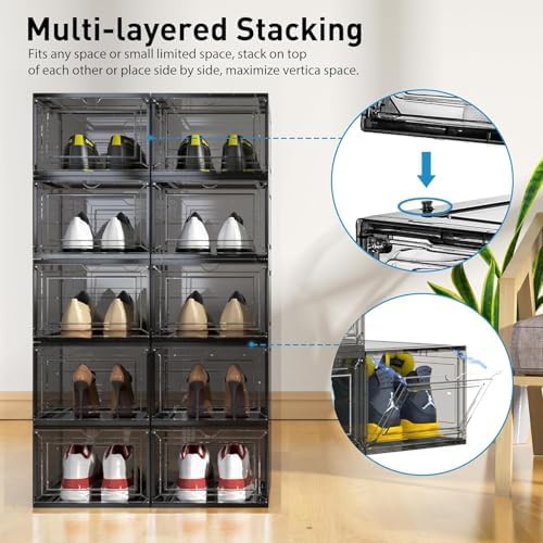 10 Pack Thickened Clear Stackable Shoe Organizer - Image 3