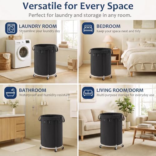 150L Large Capacity Rolling Laundry Basket Hamper - Image 6