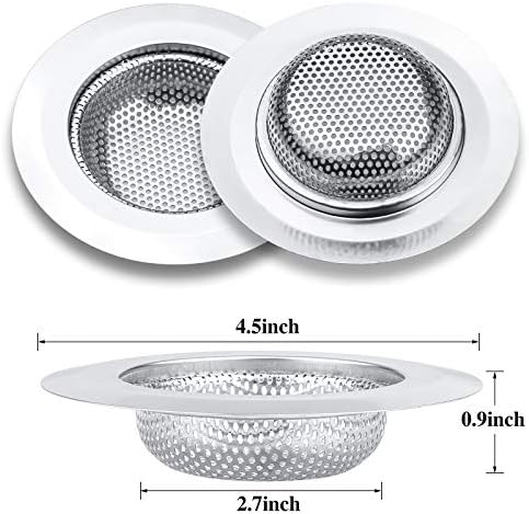 2 Pcs Kitchen Sink Strainer, Stainless Steel Drain Cover, Large Wide Rim 4.5" - Image 3
