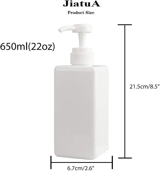 Plastic Pump Bottle Refillable Lotion Soap Dispenser 22oz White 2 Pack | Sturdy - Image 5