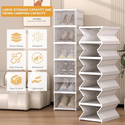 Foldable Shoe Storage Organizer, Stackable Boxes - Image 4