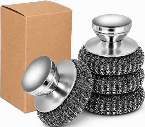 4Pcs Steel Wool Scrubber Set, Stainless Steel Scrubber by Onewly