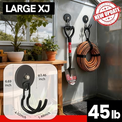 ULIBERMAGNET Heavy Duty Magnetic Garage Hooks, 8 Pack Strong Large Magnet Hooks - Image 6