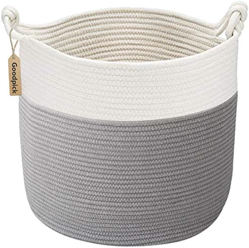 Goodpick Woven Rope Blanket Basket Living Room by Goodpick