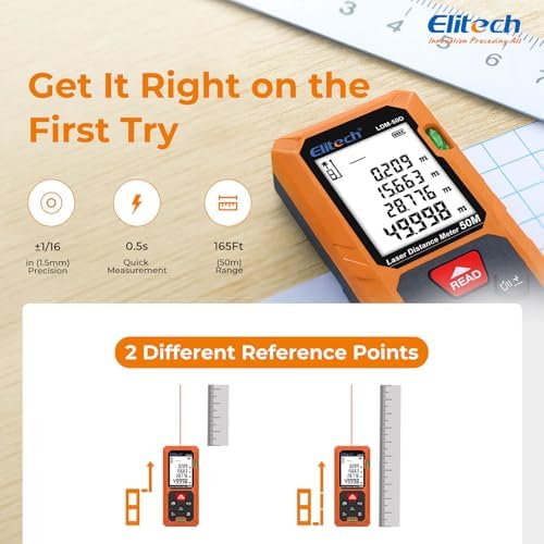 Elitech Laser Measuring Tool, 165ft Laser Tape Measure - Image 4