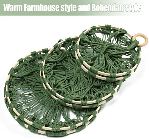 3 Tier Hanging Fruit Baskets for Kitchen, Macrame Plant Hanger Cotton Rope - Image 3