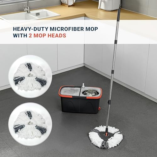 360° Rotating Spin Mop and Foldable Bucket Set, Dual Clean & Dirty Water System - Image 5