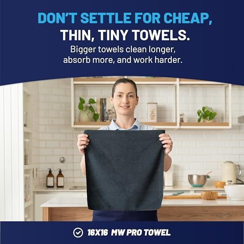 MW Pro Microfiber Cleaning Cloth | Black | 36 Pack | 16” x 16” | All Purpose - Image 3
