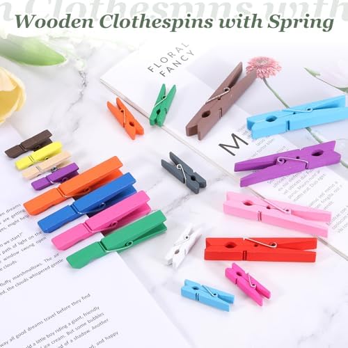 uxcell 200 Pcs Wooden Clothespins, 1.4 Inch Clothes Pins Wooden Colored Small - Image 4