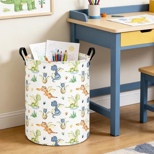 Round Laundry Basket Collapsible Storage Hamper Parent-child Dragon - Image 6