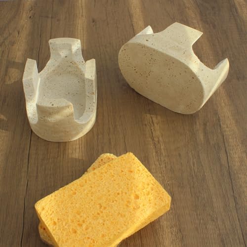 Nawgnail Natural Travertine Marble 2-Slot Sponge Holder - Image 5