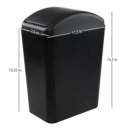 3 Packs Kitchen Trash Can with Lid, Garbage Can Waste Basket for Bathroom Bedroom Living Room, 4.5 Gallon, Black