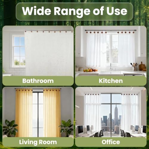 Wood Shower Curtain Hooks, Boho Shower Curtain Rings Decorative, Free Sliding - Image 7