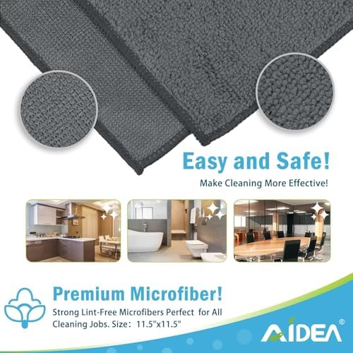 AIDEA Microfiber Cleaning Cloth Grey 20PK, Microfiber Towels 11.5"×11.5" - Image 7