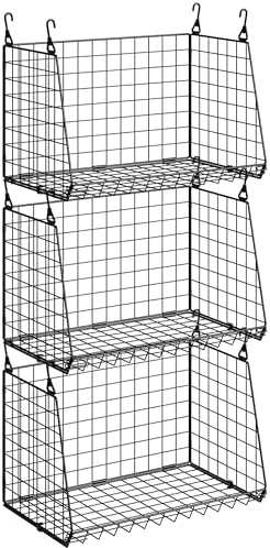 Sonyabecca 3-Pack Hanging Laundry Baskets, Foldable Metal Wire Shelves by Sonyabecca