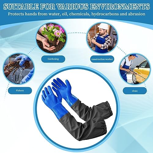 Eiito Extra-Long 26" Rubber Pond Gloves, Chemical Resistant PVC Reusable Heavy - Image 6