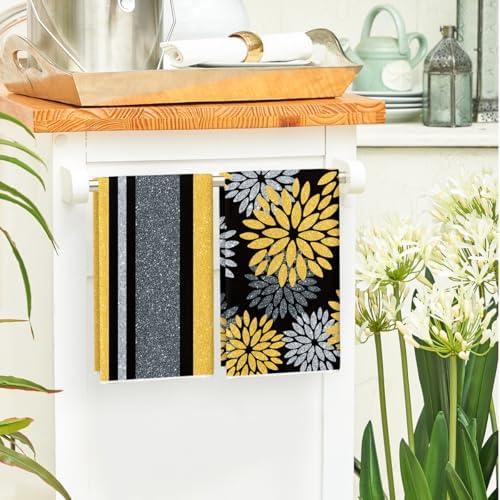 Artoid Mode Black Gold Stripes Home Sweet Home Boho Spring Kitchen Towels Dish - Image 4