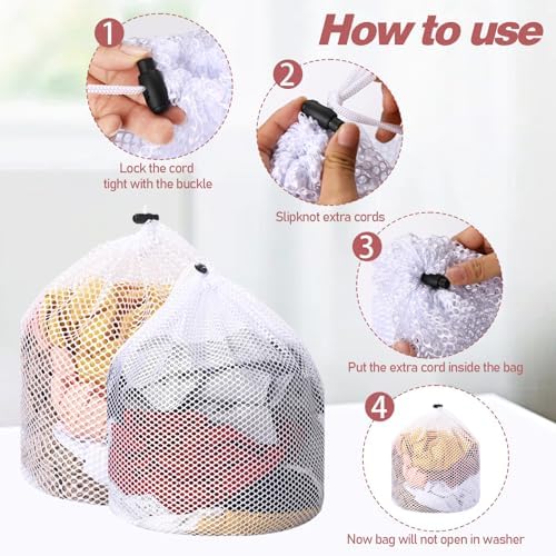 2pcs Mesh Laundry Bags for Socks, Machine Washable Drawstring Design Travel - Image 5