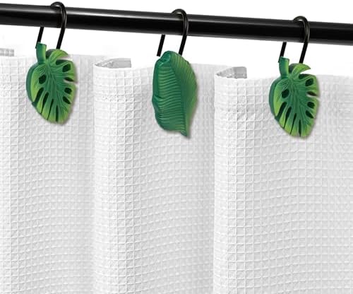 Tropical Leaf Decorative Shower Curtain Hooks, Monstera Deliciosa Strelitzia - Image 4