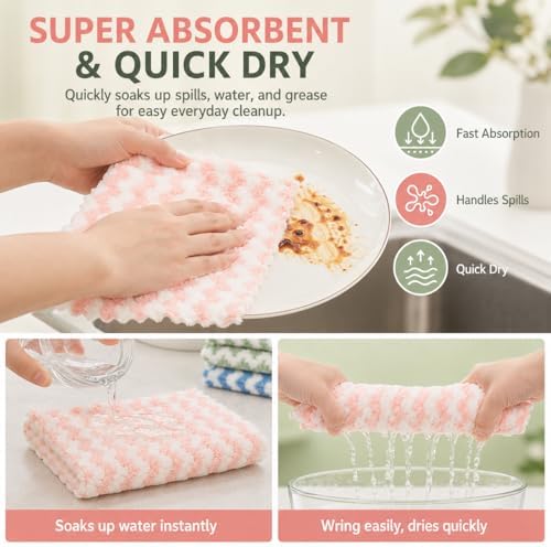 10PACK Kitchen Cleaning Cloths, Microfiber Dish Cloths: All-Purpose - Image 4