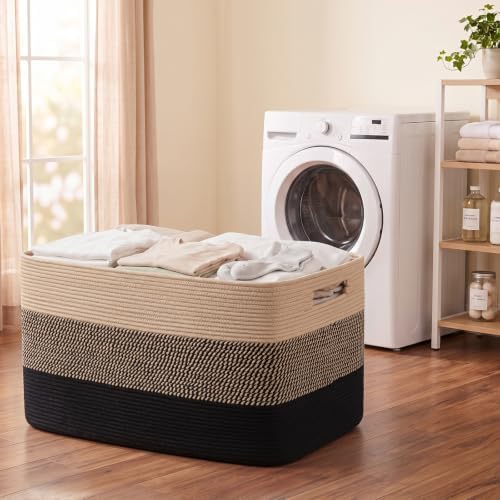 OIAHOMY 108L Extra Large Blanket Basket Dog Toy Basket Yellow Black - Image 6