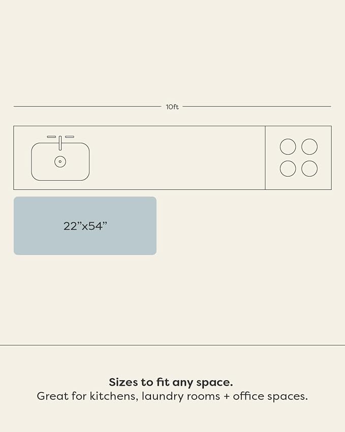 House of Noa Nama Standing Mat – Anti-Fatigue Cushioned Kitchen Mats for Floor | Ergonomic Bounce-Back Foam Kitchen Mats | Anti-Fatigue Mats for Kitchen & Standing | Fawn Shea | 22"x54"