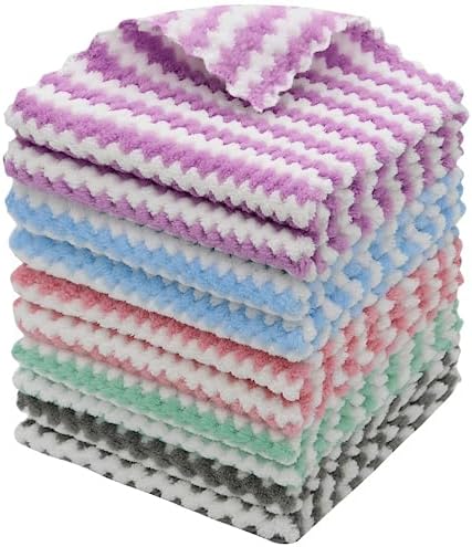 Microfiber Cleaning Cloth, 10 Pack Microfiber Rags, Mix Color by HFGBLG