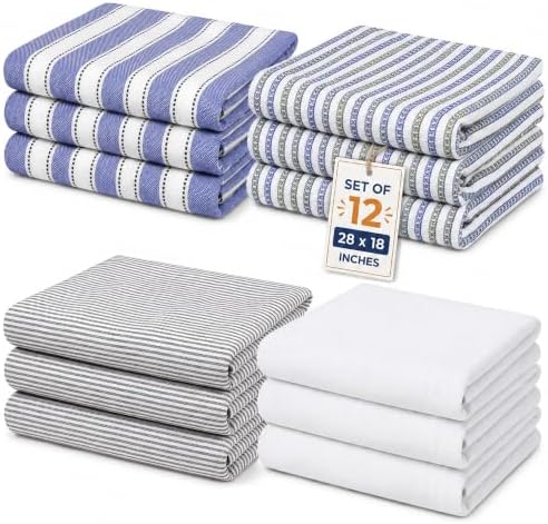 Pack of 12 Cotton Kitchen Towels Set, Dish Towels, Cleaning Rags, Kitchen Dish by NeoclassAlphaThread