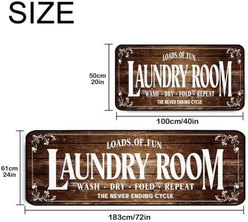 Laundry Room Long Mat Area Rug Non-Slip Floor Mat Waterproof Farmhouse Carpet - Image 2