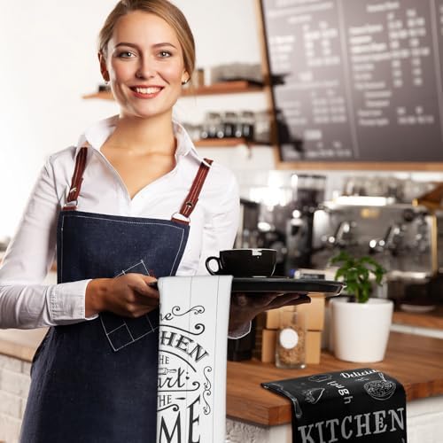 Bencailor 6 Pcs Black and White Kitchen Towels Decorative Sets Dish Towels - Image 2