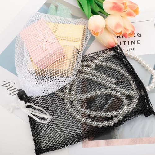 10 Pcs Small Mesh Bags Drawstring, 7.87x6 Inch Black Nylon Net Bags - Image 4