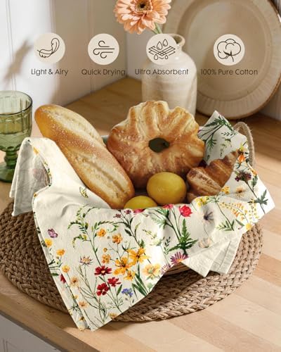 Miss Adola 150GSM Flour Sack Kitchen Towels Set of 4, Cat in Flower - Image 2