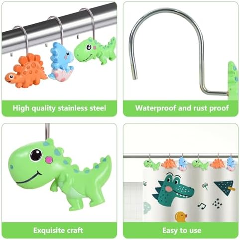 12-Piece Dinosaur Shower Curtain Hooks - Image 4