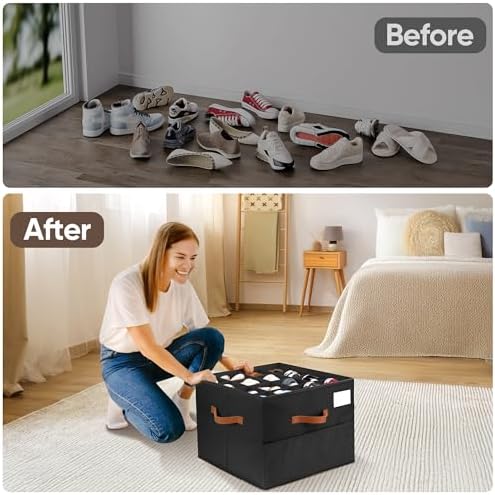 Shoe Organizer for Closet, Adjustable Storage Box Holds 32 Pairs - Image 6