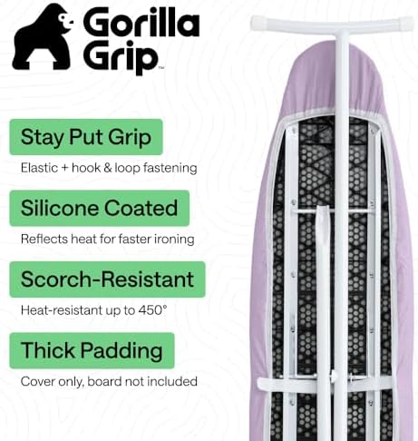 GORILLA GRIP Padded Ironing Board Cover, 15x54 Light Purple - Image 2