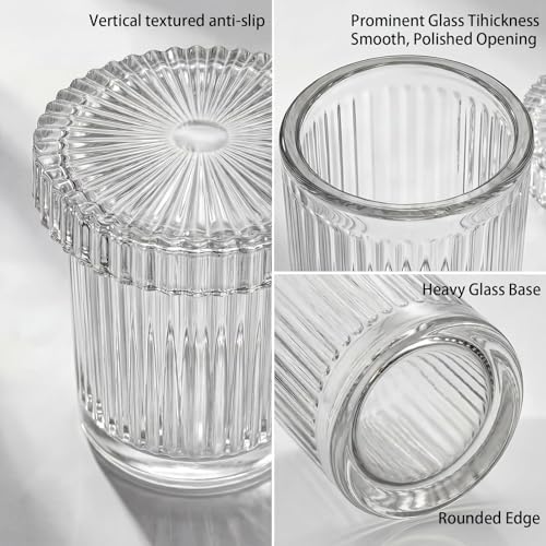 rejomiik 2 Pack Thick Glass Qtip Holder Apothecary Jars - Image 3
