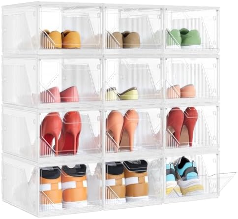 SONGMICS Shoe Boxes with Magnetic Doors, Fit up to US Size 12 by Unknown