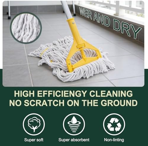 KeFanta Commercial Mop Heavy Duty Industrial Wet Mops, String Cotton Mop | - Image 5