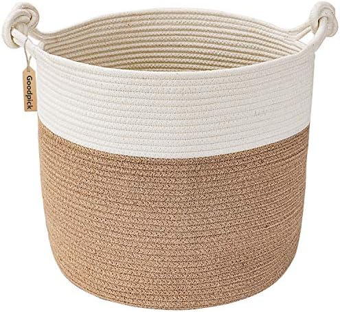 Goodpick Cotton Rope Storage Basket, 15 x 14.2 Inches Jute Woven Basket by Goodpick
