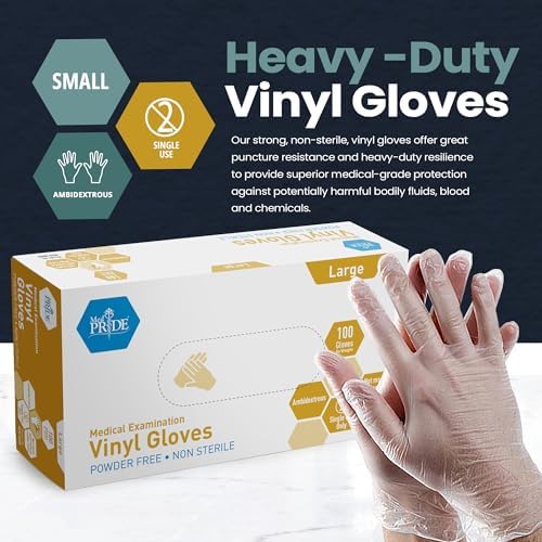 MED PRIDE Vinyl Exam Medical Gloves, Powder-Free, Latex-Free - Image 2