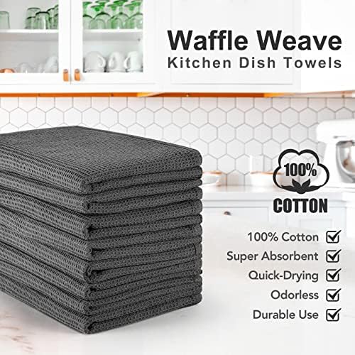PY HOME & SPORTS 8 Pack Cotton Waffle Weave Kitchen Towels 17 x 25, Super - Image 3